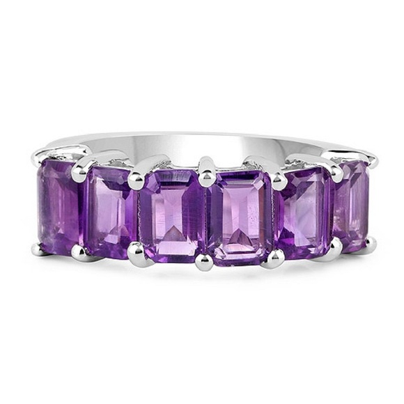 3.30 ctw Amethyst Bar Ring Octagon Cut
Baguette Band Sterling Silver Ring 8.5 - Picture 1 of 3